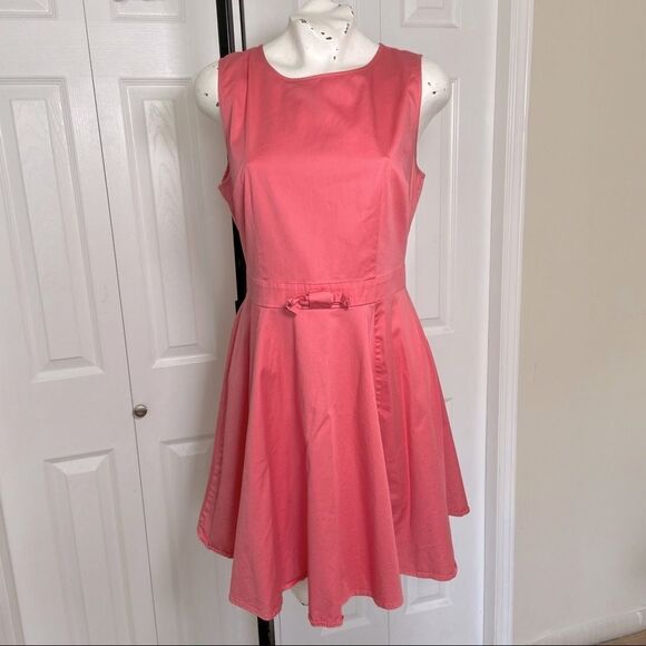 Maison Jules Vintage Inspired Fit & Flare Sleeveless Bow Berry Pink Dress Sz 10 - Picture 2 of 8